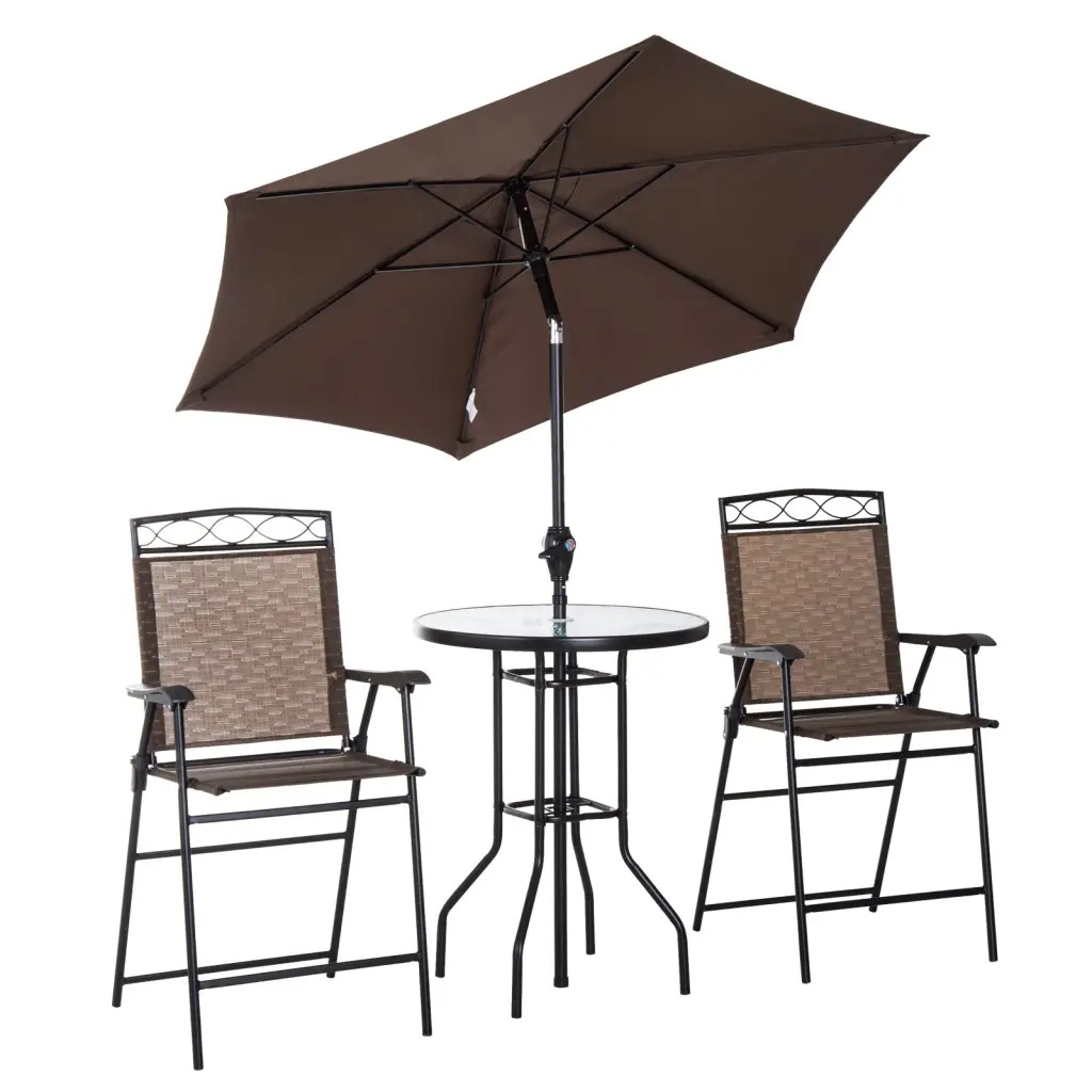 Outsunny 4 Piece Outdoor Patio Dining Home Decor Set 2 Folding Chairs aosom business