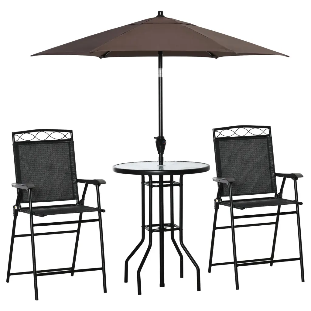 Outsunny 4 Piece Outdoor Patio Dining Set, 2 Folding Chairs, Table aosom business