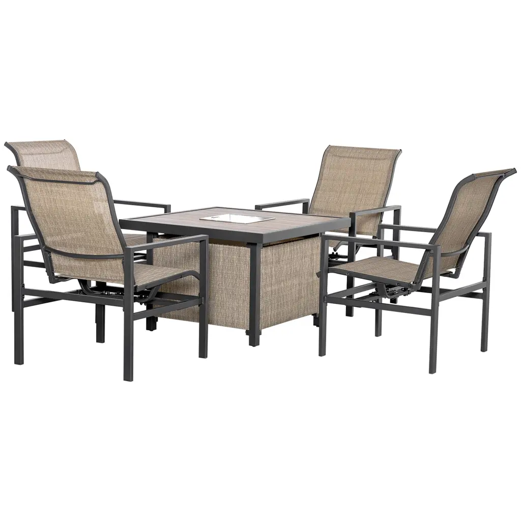 5 Piece Garden Patio Dining Set Steel Outdoor Conversation Set Square aosom business