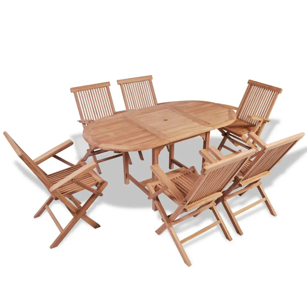 B-ware 7 Piece Patio Dining Set Solid Teak Outdoor Furniture