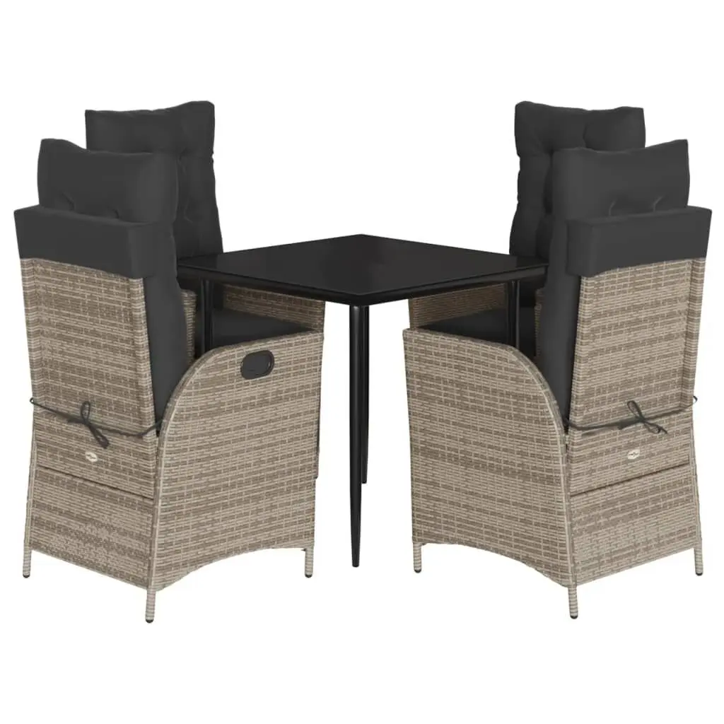 Gray 5 Piece Patio Dining Set Cushions Poly Rattan