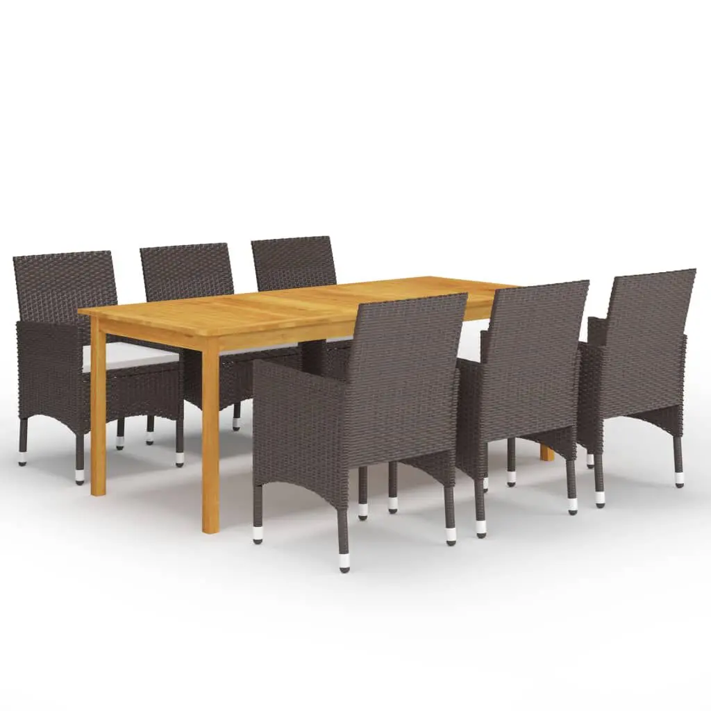 7 Piece Brown Patio Dining Set Outdoor Furniture
