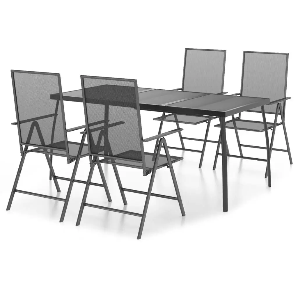5 Piece Patio Dining Set Anthracite Steel Outdoor Table and Chairs