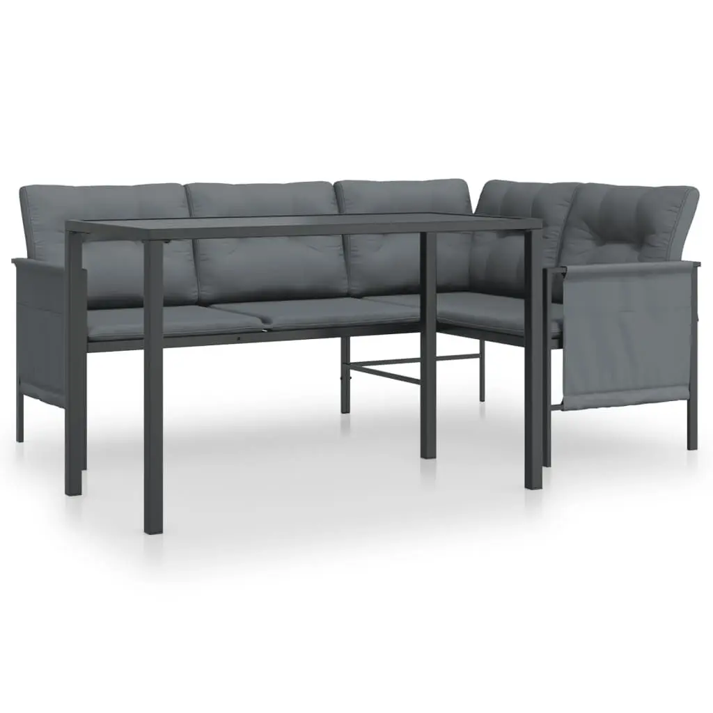 2 Piece Patio Dining Set Anthracite Steel - Outdoor Bistro Table and Chairs