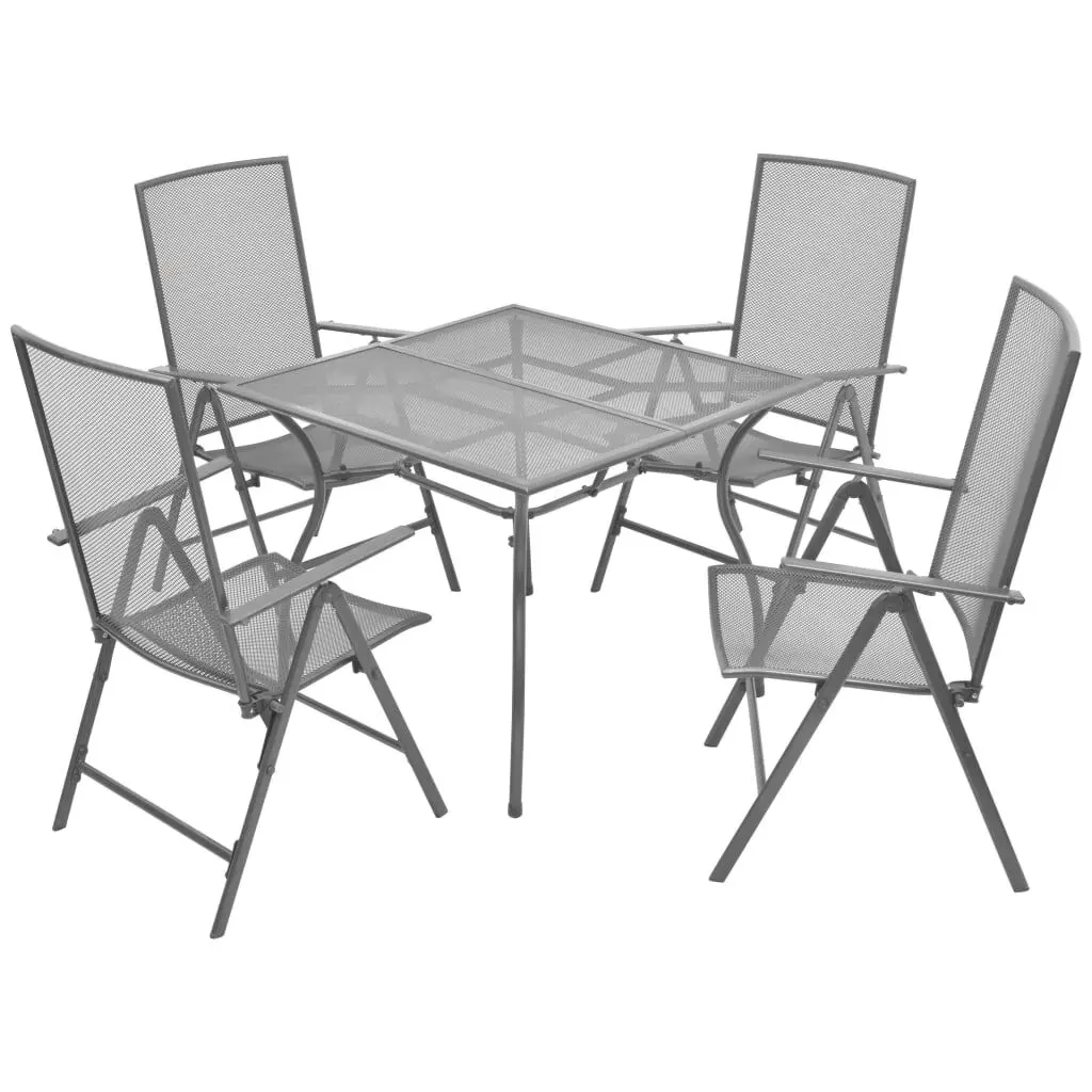 5 Piece Patio Dining Set Folding Chairs Steel Anthracite Outdoor Table Set