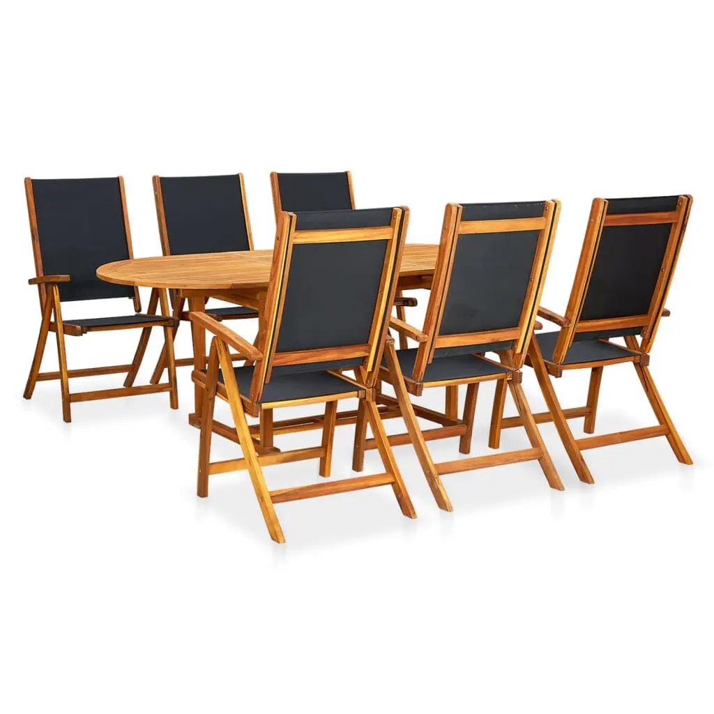 7 Piece Patio Dining Set Solid Acacia Wood Outdoor Furniture