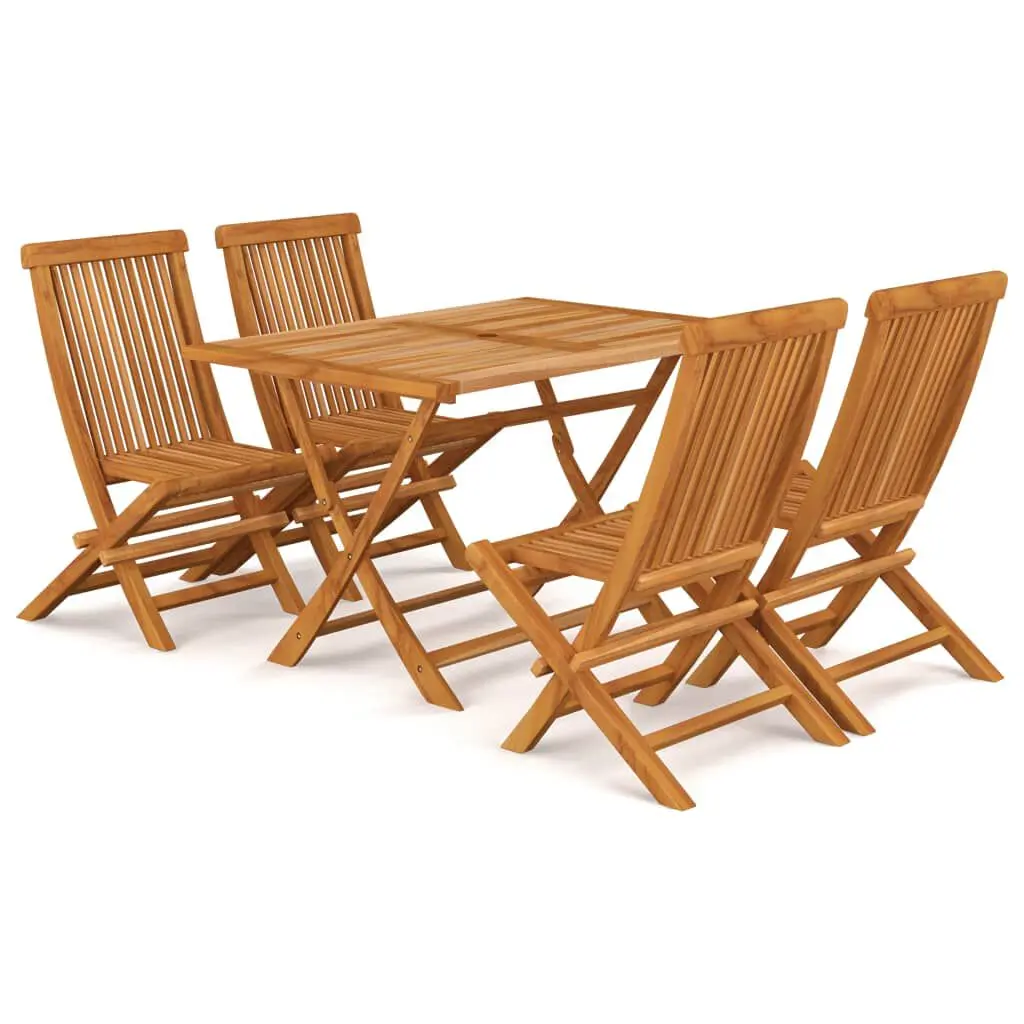 5 Piece Solid Teak Wood Patio Dining Set Outdoor