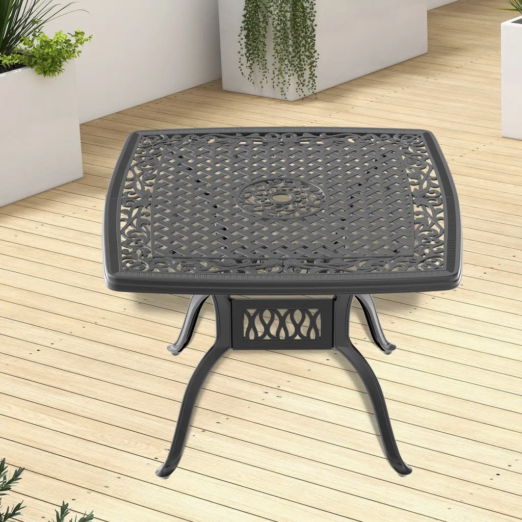 L37 39.37*W37 39.37 Inch Cast Aluminum Patio Dining Table Black Finish nicesure