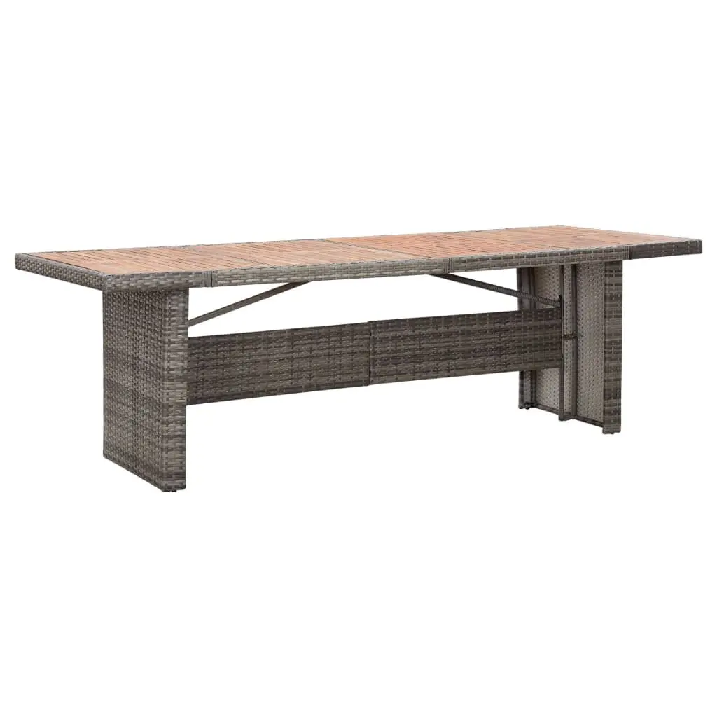 Patio Table 94.5x35.4x29.1 Inches Poly Rattan and Solid Acacia Wood Dining Table