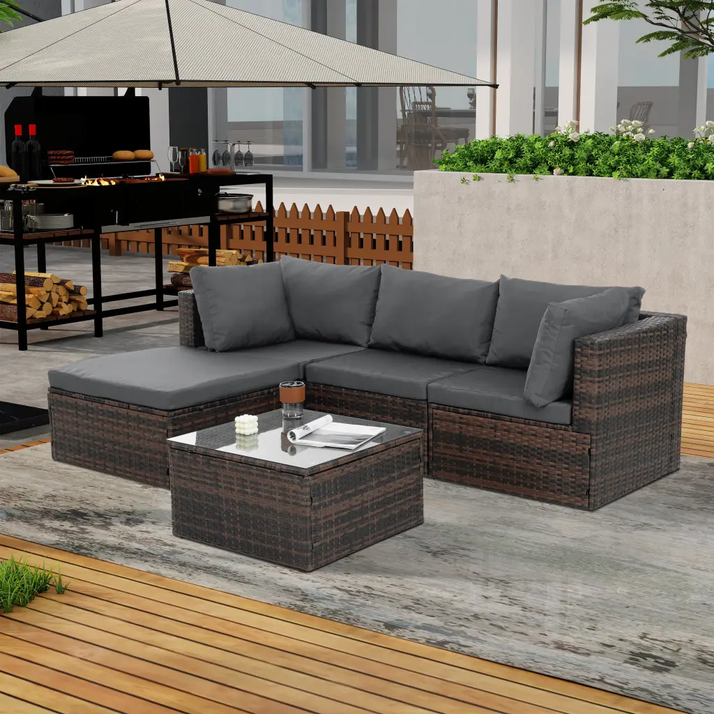 Patio Furniture Outdoor Wicker Furniture 5 Piece Seasonal Set dream honor