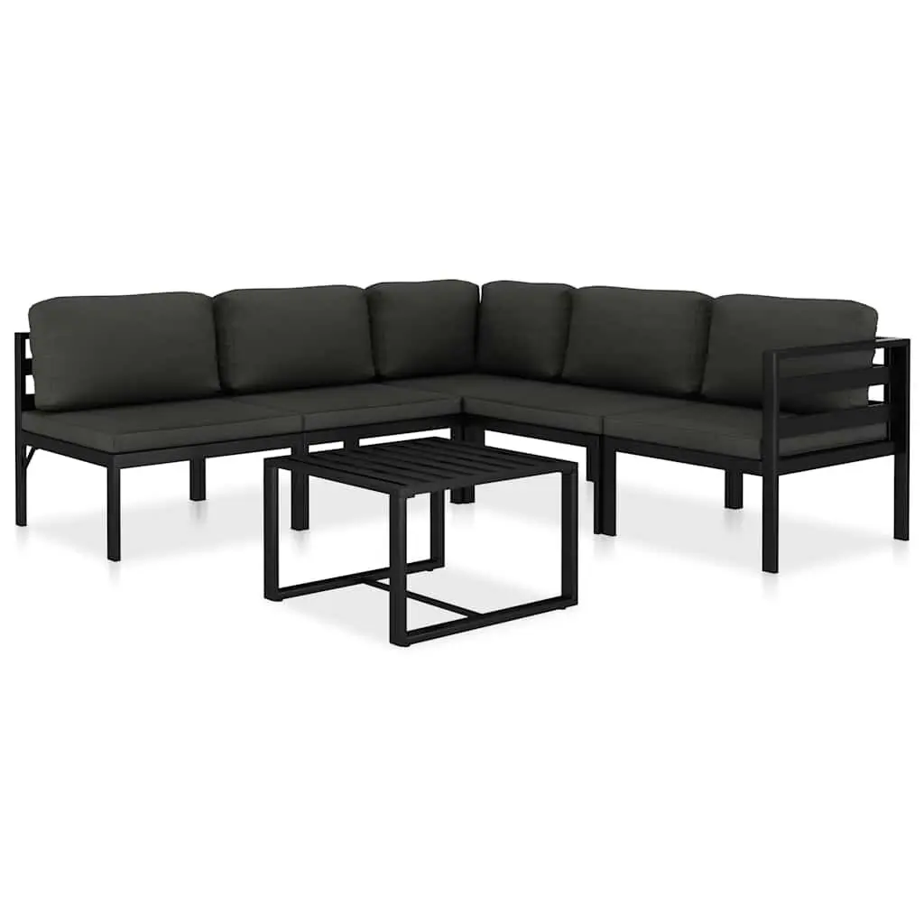 6 Piece Patio Lounge Set Cushions Anthracite Aluminum Outdoor Furniture