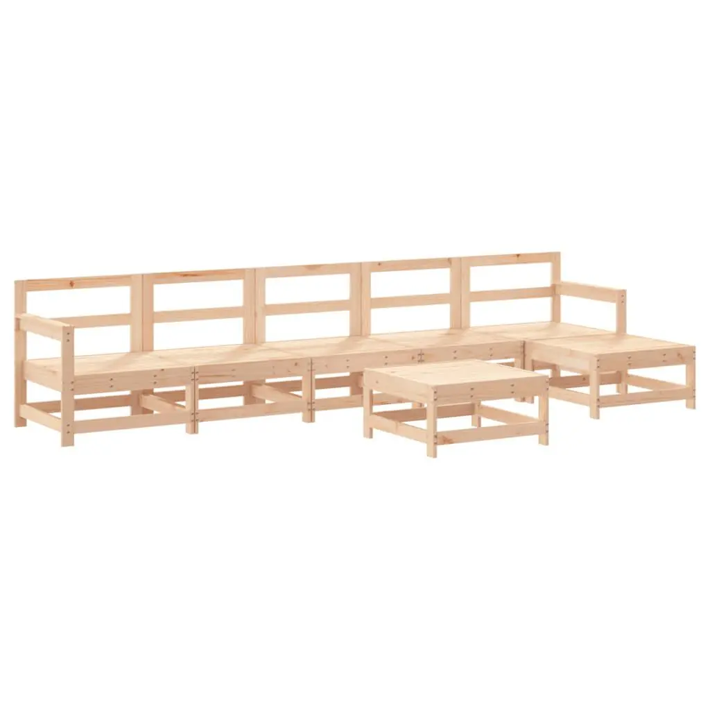 7 Piece Patio Lounge Set Solid Wood Pine Outdoor Furniture Cushions