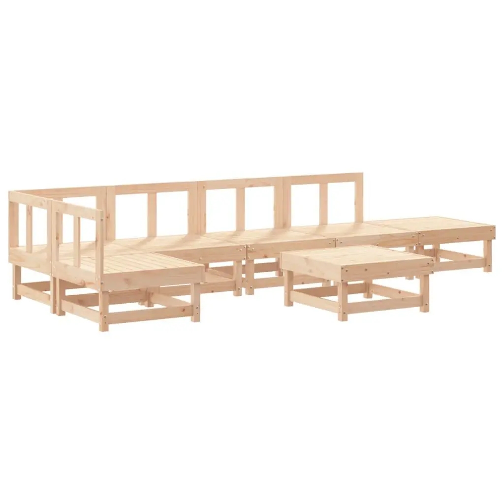7 Piece Patio Lounge Set Solid Wood Pine Outdoor Furniture Seating