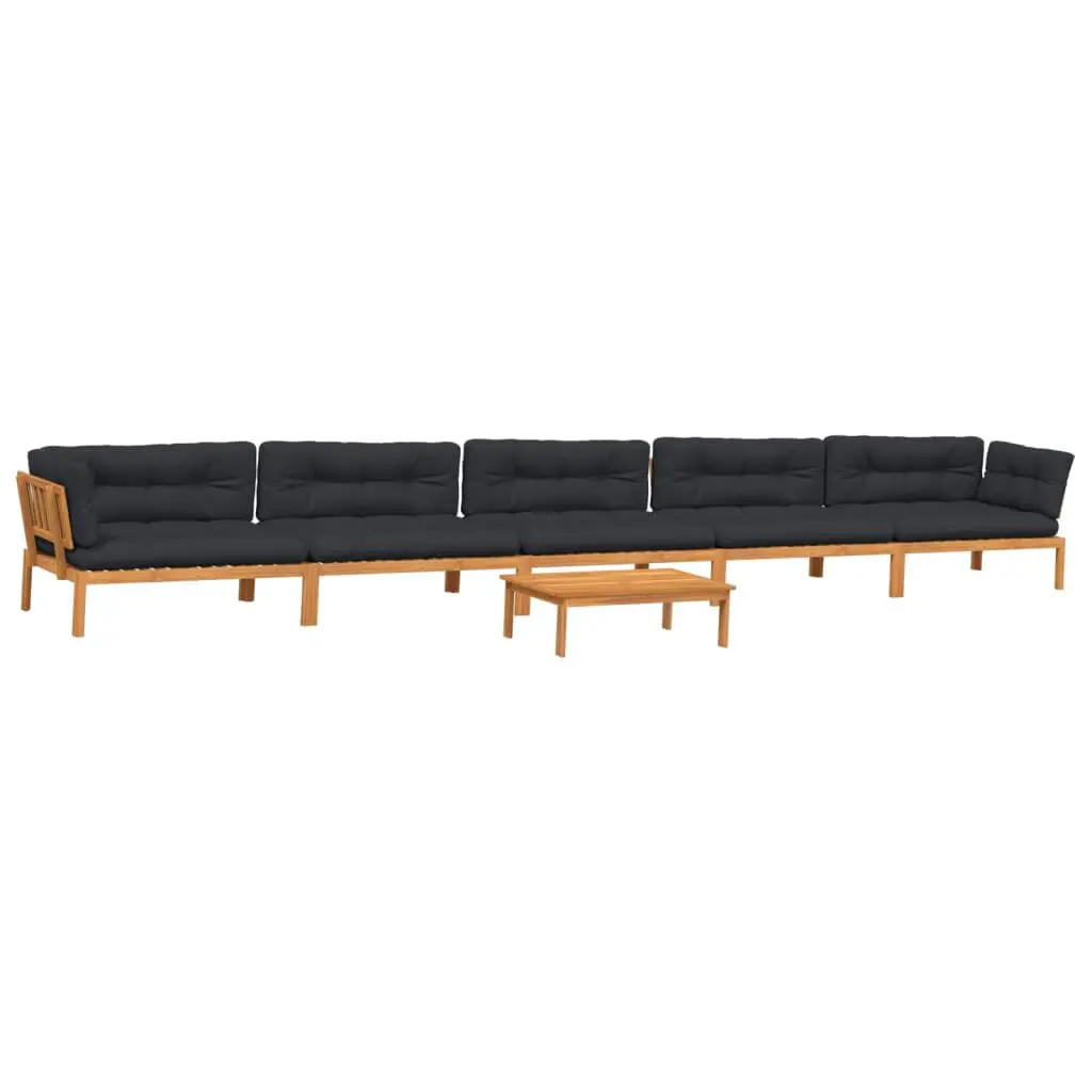 6 Piece Patio Pallet Sofa Set Cushions Solid Acacia Wood Outdoor Furniture