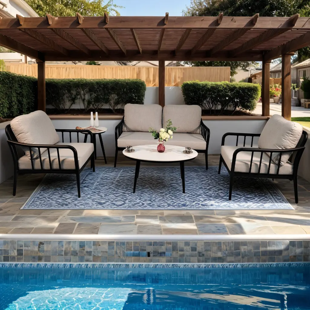 5Pc Outdoor Aluminum Patio Furniture Modern Chat Sofa Conversation Set Garden rnb