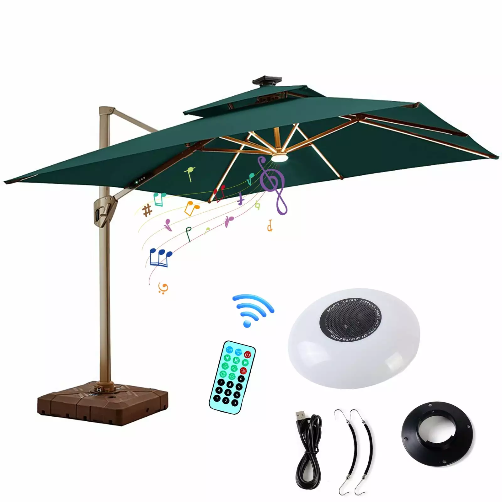 Outdoor Umbrella Light Remote Control USB Powered LED Patio Light Beach Camping 7