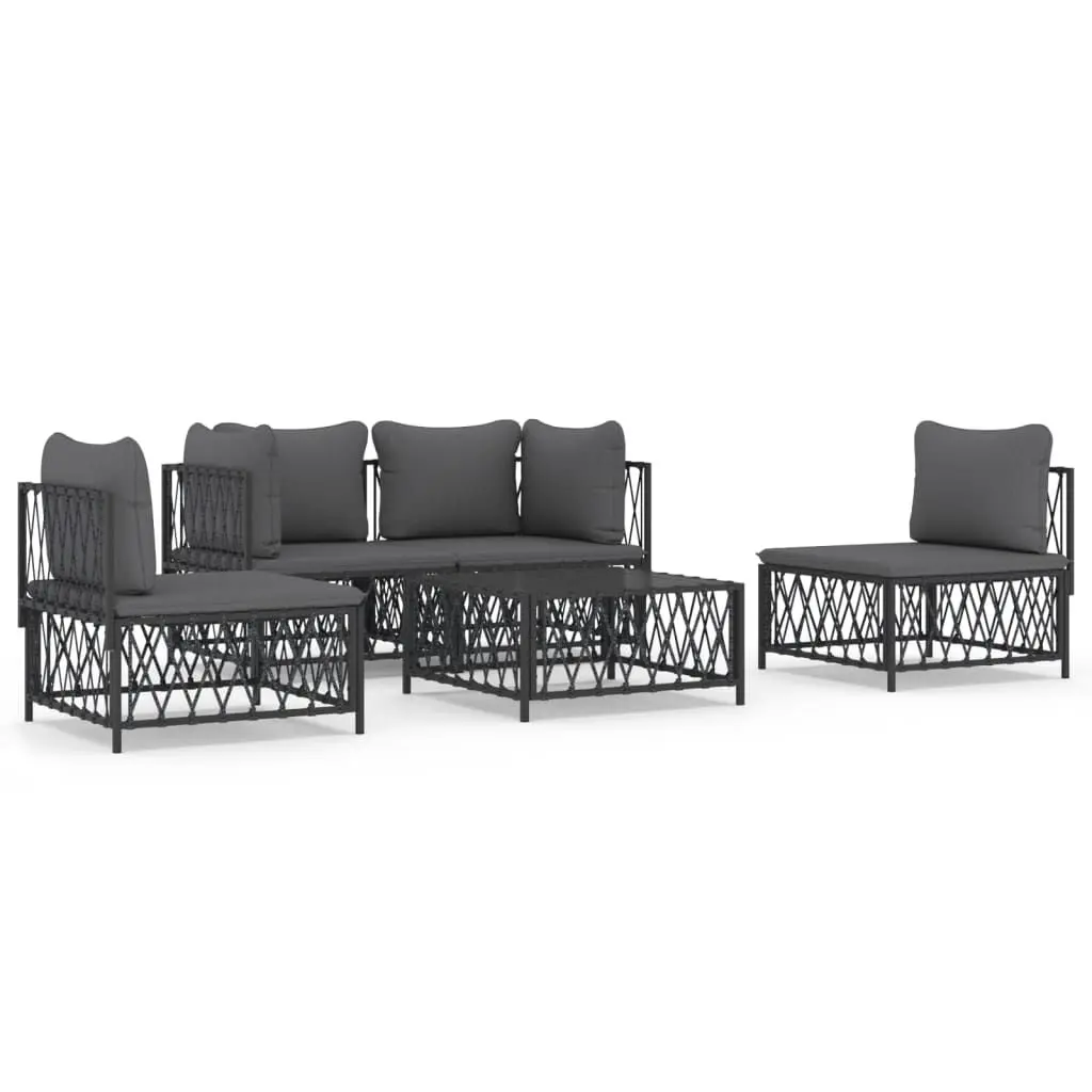 5 Piece Patio Lounge Set Cushions Anthracite Steel Outdoor Furniture