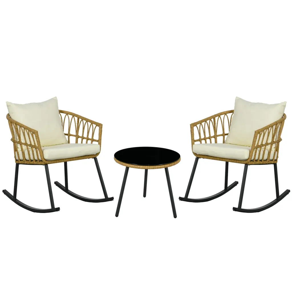 Outsunny 3-Piece Bistro Set Cushions Outdoor PE Rattan Wicker Patio Furniture aosom business