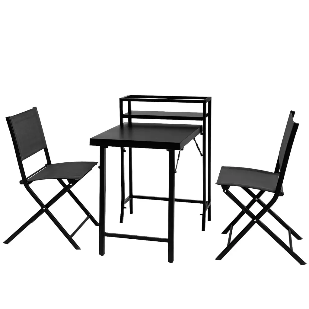 3 Piece Patio Bistro Set Collapsible Outdoor Table and Chairs Small Spaces chery industrial inc