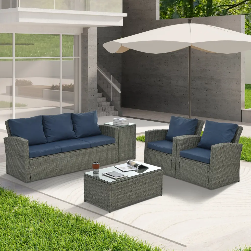 Patio Furniture Outdoor Furniture Seasonal PE Wicker Furniture 5 Piece Set dream honor