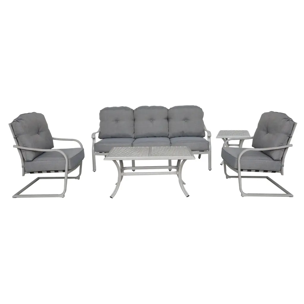 Long-lasting Outdoor 5 Piece Aluminum Deep Seating Set Basalt Wheat gathercraft
