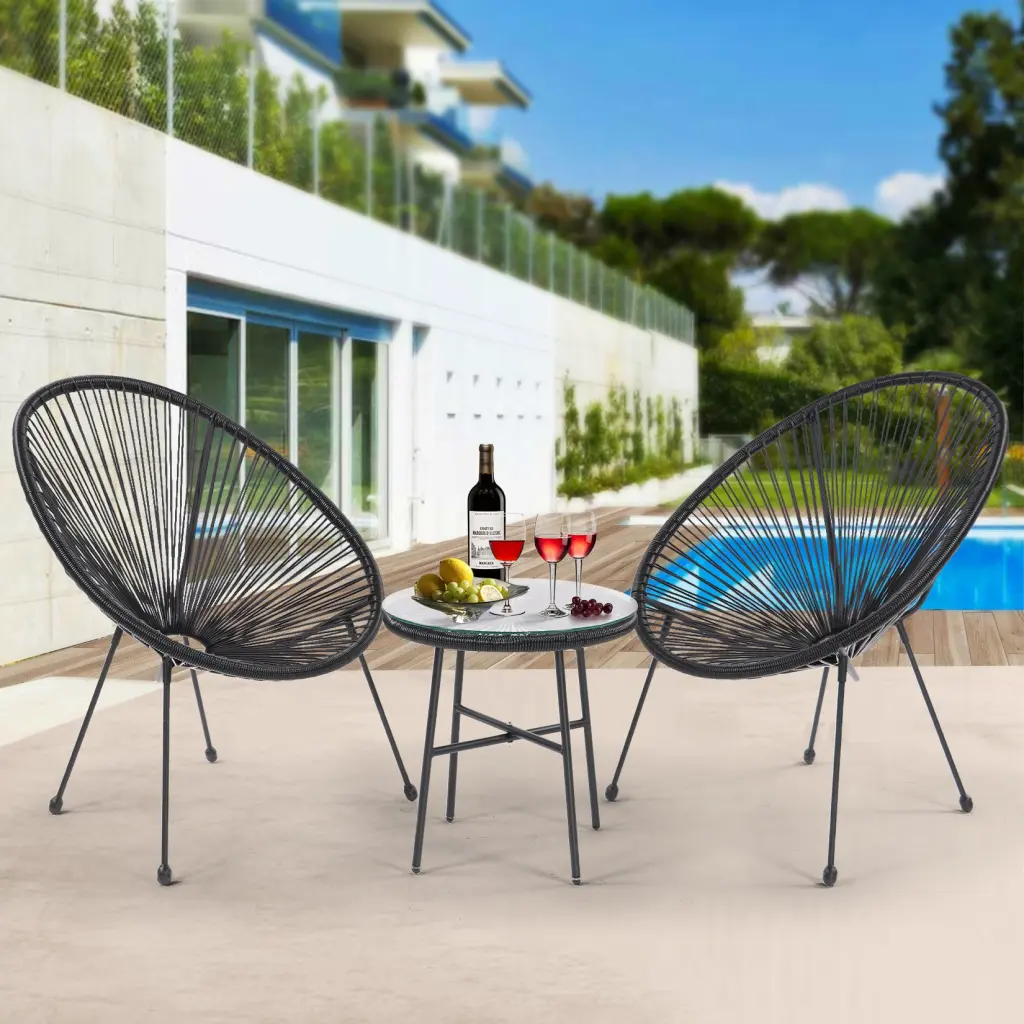3 Piece Patio Bistro Set Acapulco All Weather Outdoor Conversation Set koruiten