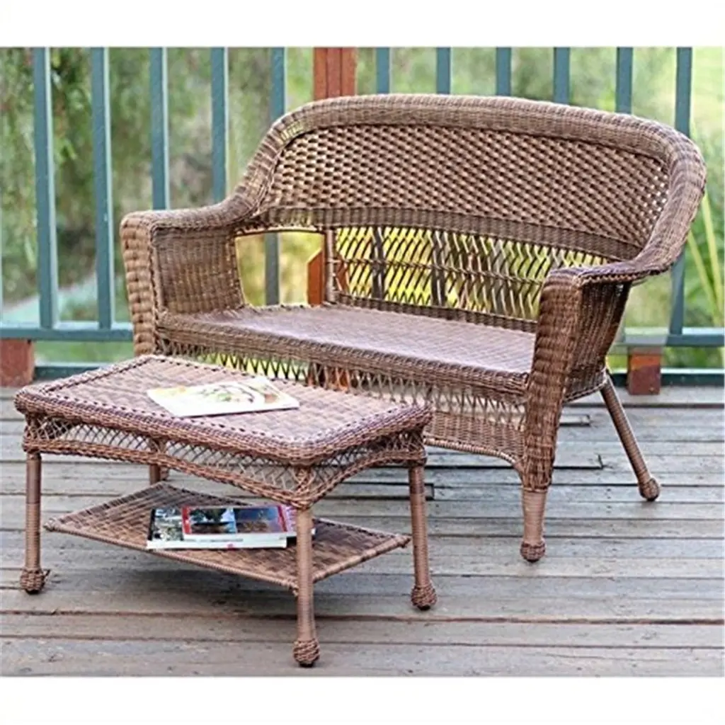 Maykoosh Eclectic Elegance Patio Love Seat and Coffee Table Set Without Cushion
