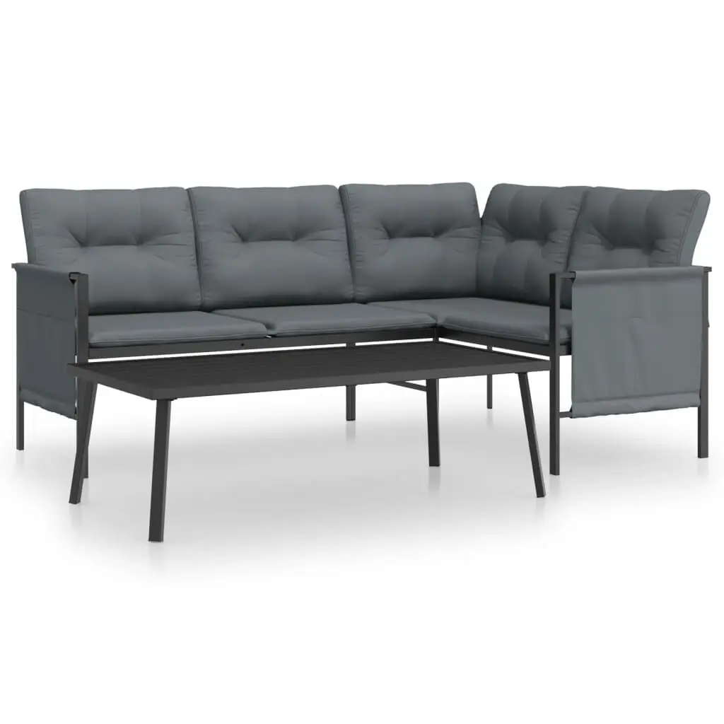 2 Piece Anthracite Steel Patio Lounge Set Compact Outdoor Spaces