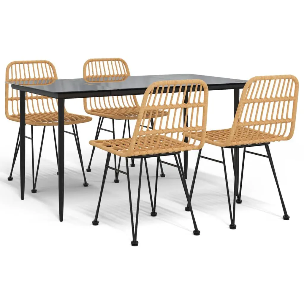 5 Piece Patio Dining Set Poly Rattan Outdoor Furniture Set