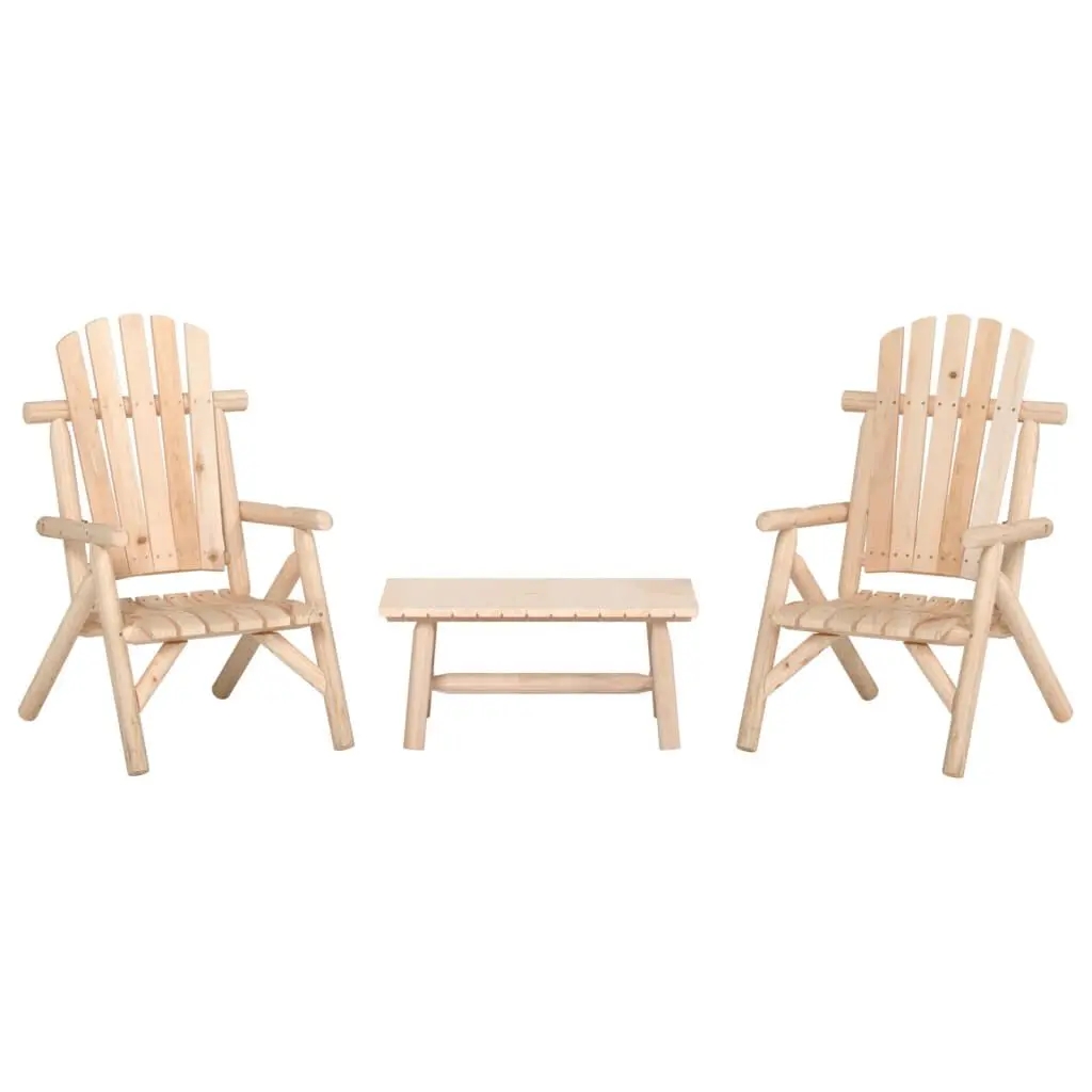 3 Piece Patio Lounge Set Solid Wood Spruce Outdoor Furniture