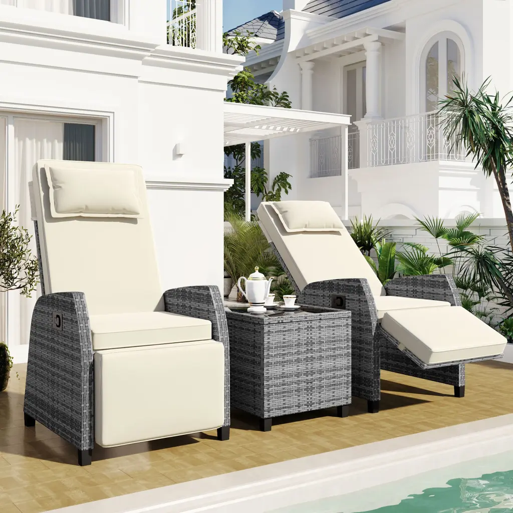 Outdoor Rattan Two Person Combination Coffee Table Customizable u_style
