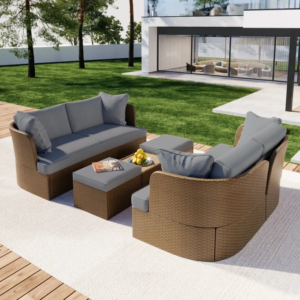 Tailored Outdoor Patio Sofa Set Wicker Decor and Cushions u_style