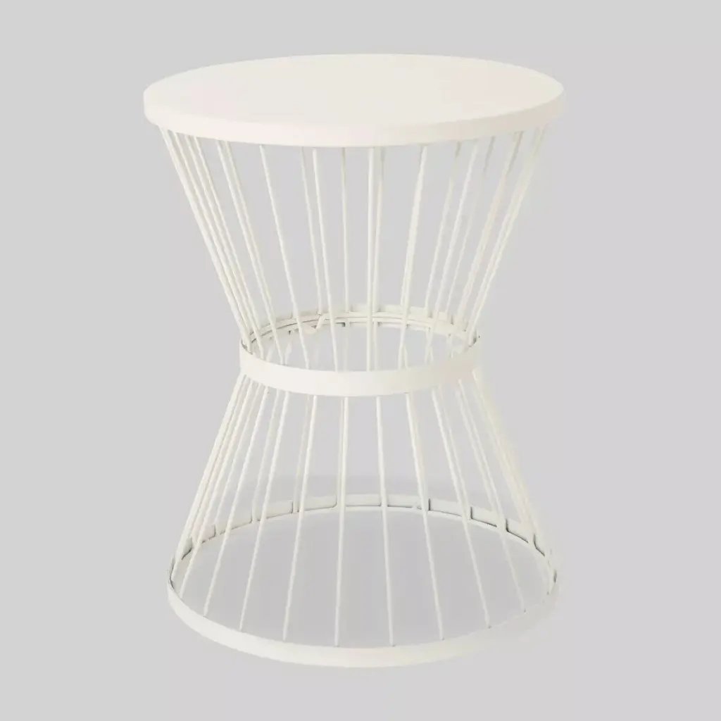 Wrought Iron Patio Side Table White NOBRAND