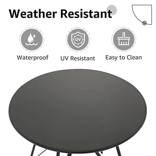 COBANA Outdoor Side Table Patio Round Metal Coffee Snack End Table Yard Balcony Garden Porch Bedside Black uefangwenhua