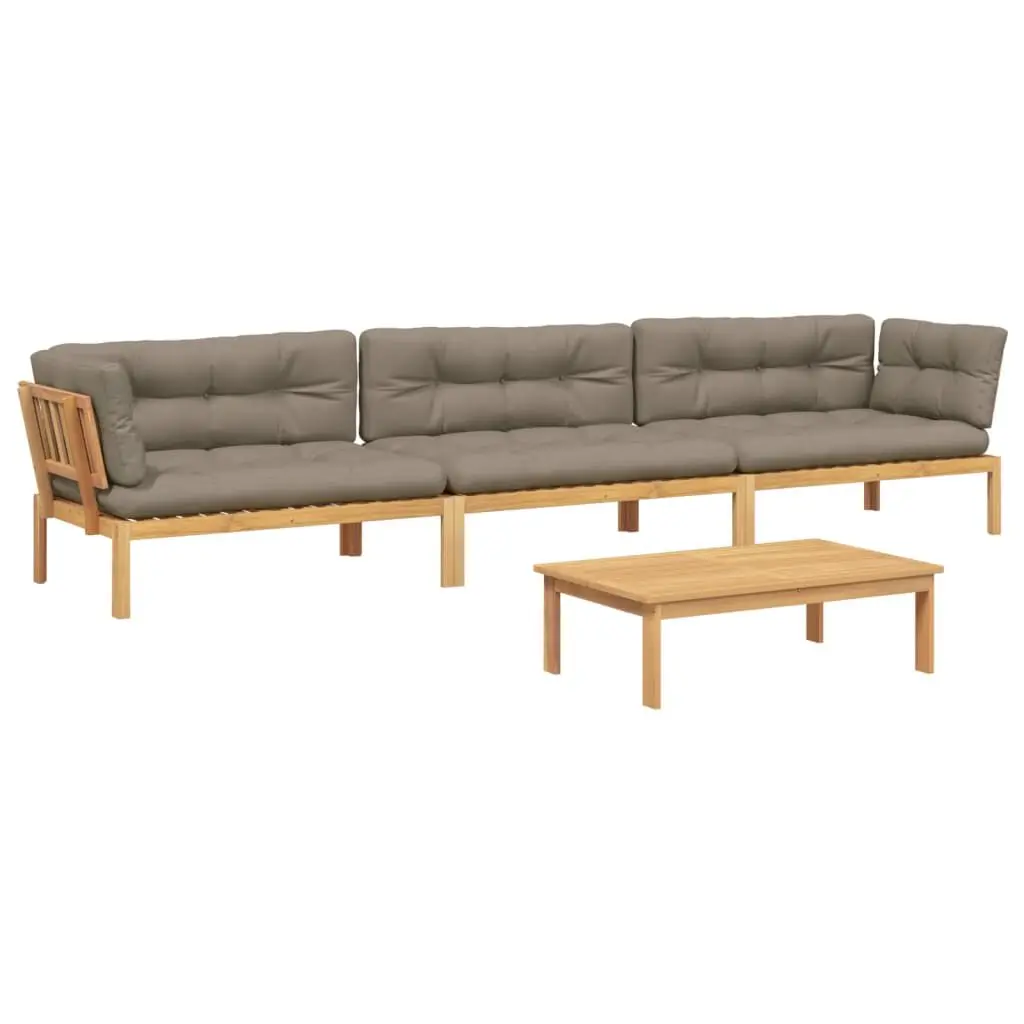 4 Piece Patio Pallet Sofa Set Cushions Solid Wood Acacia Outdoor Lounge