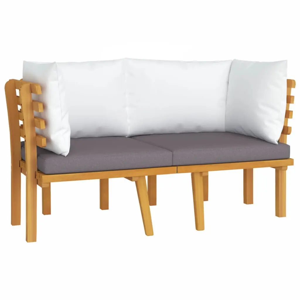 2-Seater Patio Sofa Cushions Solid Acacia Wood Frame