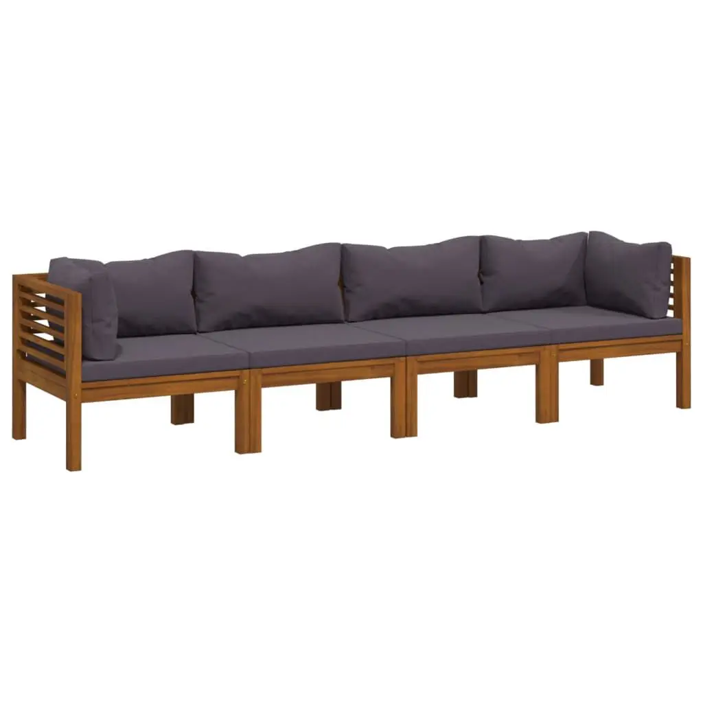4-Seater Patio Sofa Cushion Solid Acacia Wood Outdoor Furniture