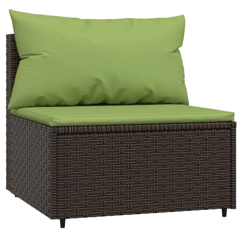 Patio Middle Sofa Cushions Brown Poly Rattan Outdoor Loveseat
