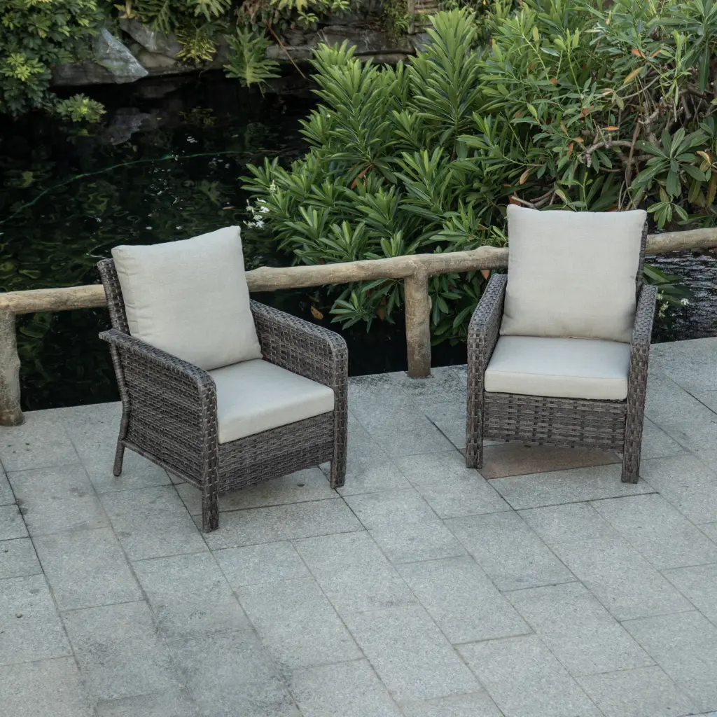Handmade PE Wicker Sectional Single Sofa Blue Cushion Aqua Outdoor Patio Chair sfl store-w349