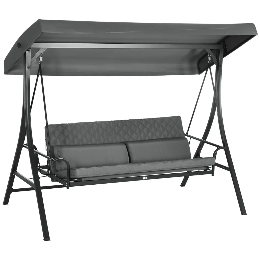 Outsunny 3 Person Patio Swing Chair Bed Converting Flatbed Outdoor Porch Furniture aosom business