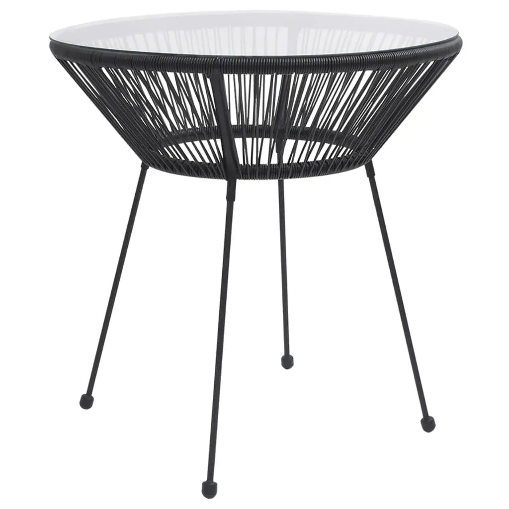 Black Rattan and Glass Patio Dining Table 27.6x29.1 Inches