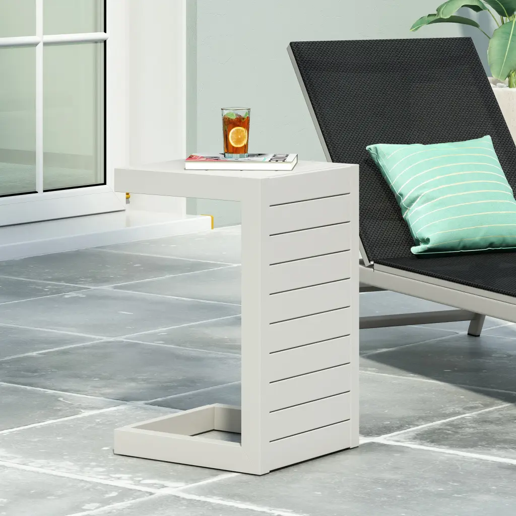 Cape Coral Aluminum Influenced Table Grey and White - Modern Outdoor Dining nh-perfect home