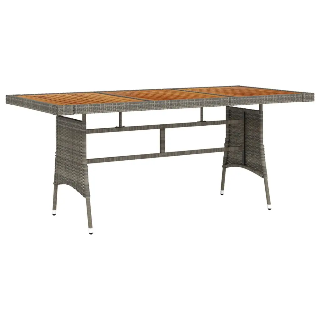 Patio Table Gray 63x27.6x28.3 Inches Poly Rattan & Solid Acacia Wood