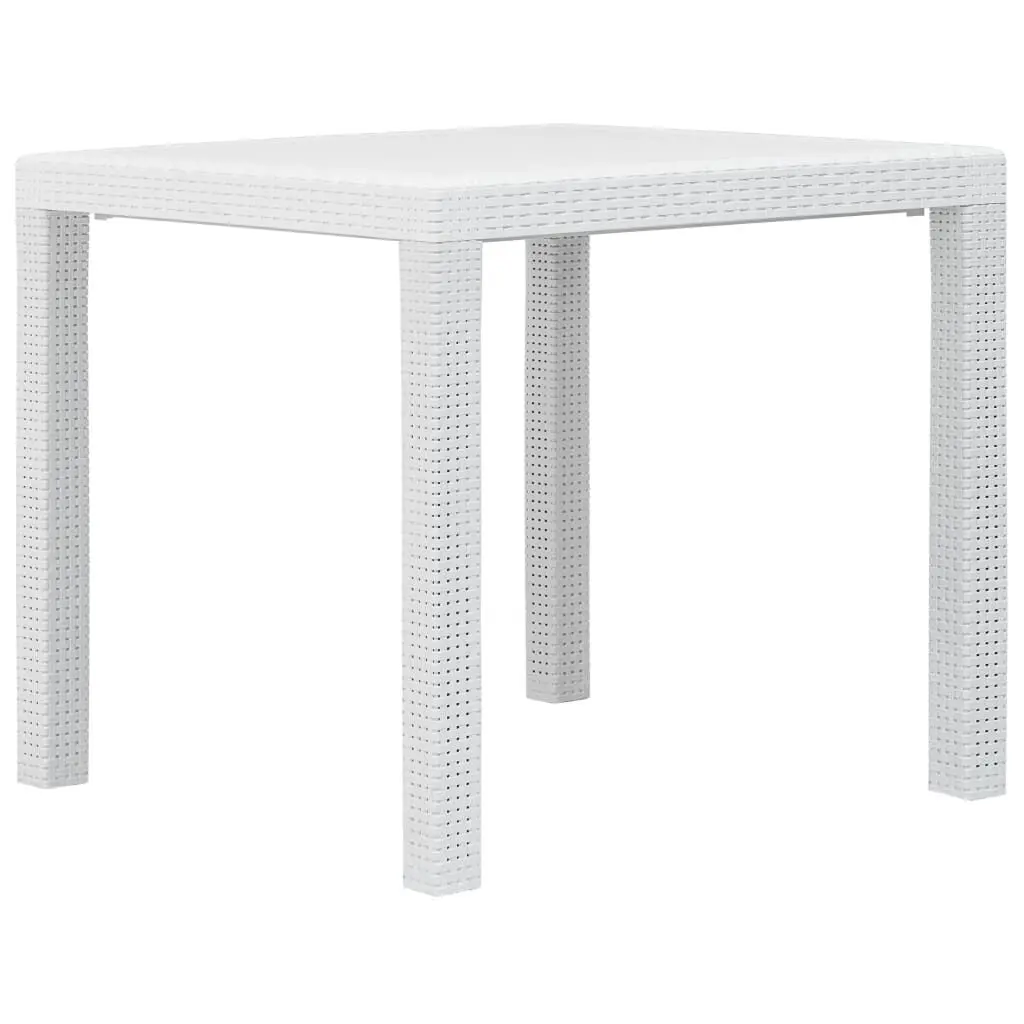 White Plastic Rattan Look Patio Table 31.1x31.1x28.3 Inches