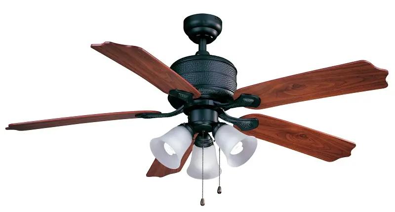 Boston Harbor AC362+3L-NI-3L Ceiling Fan, 5-Blade, Real Iron Housing, 52 Sweep, MDF Blade, 3-Speed
