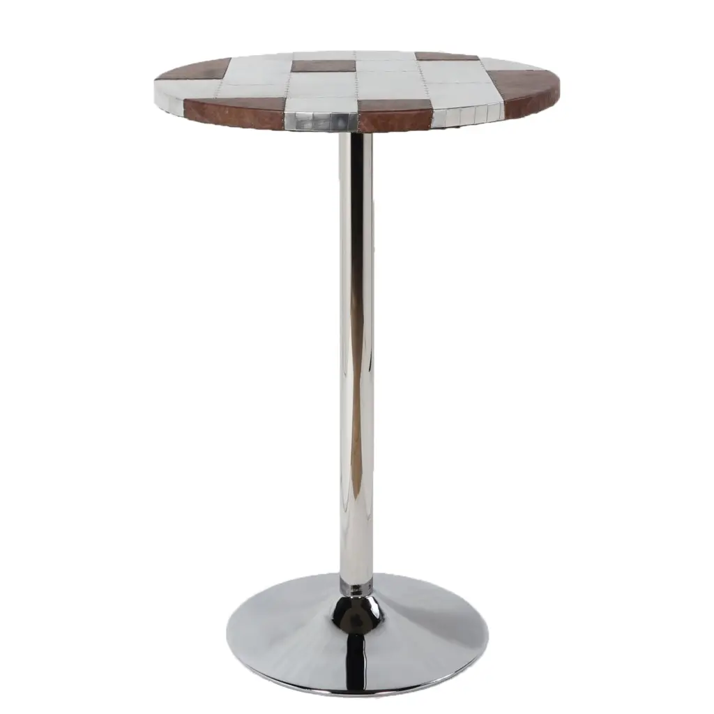 Retro Brown Pedestal Bar Table Aluminum Base Seats 2 Dining Room furniture max