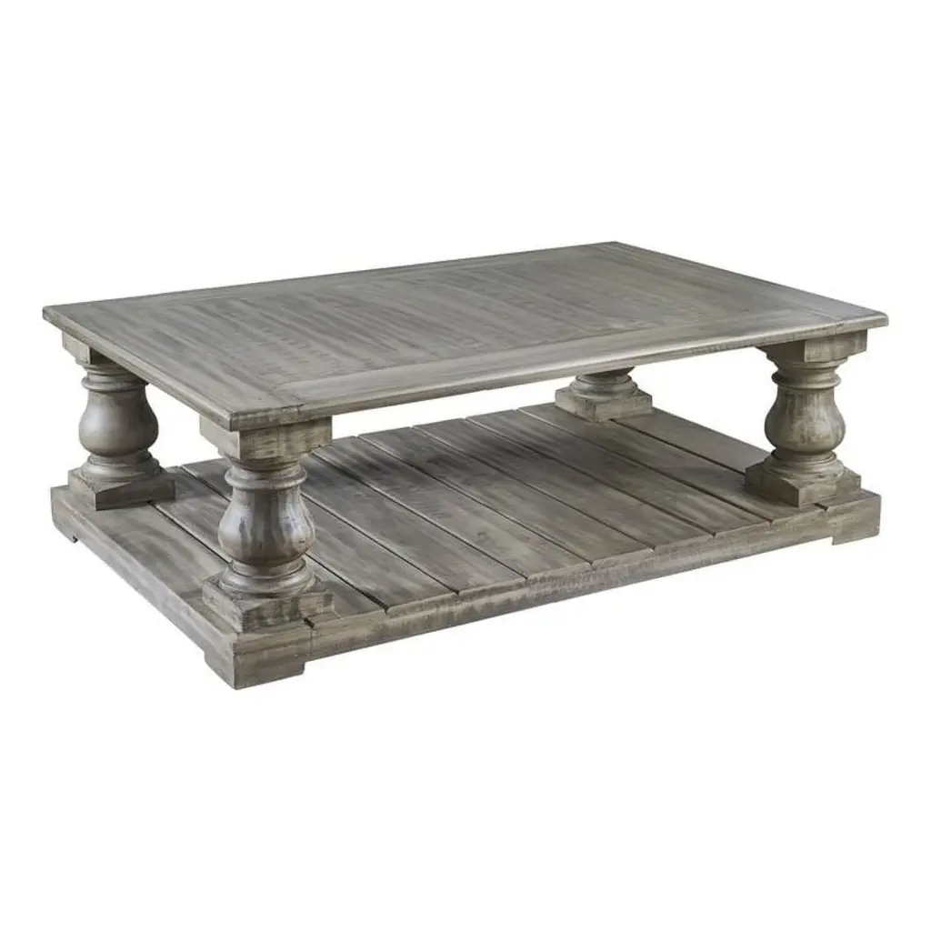 Picket House Furnishings Baxter Gray Four Pedestal Cocktail Table