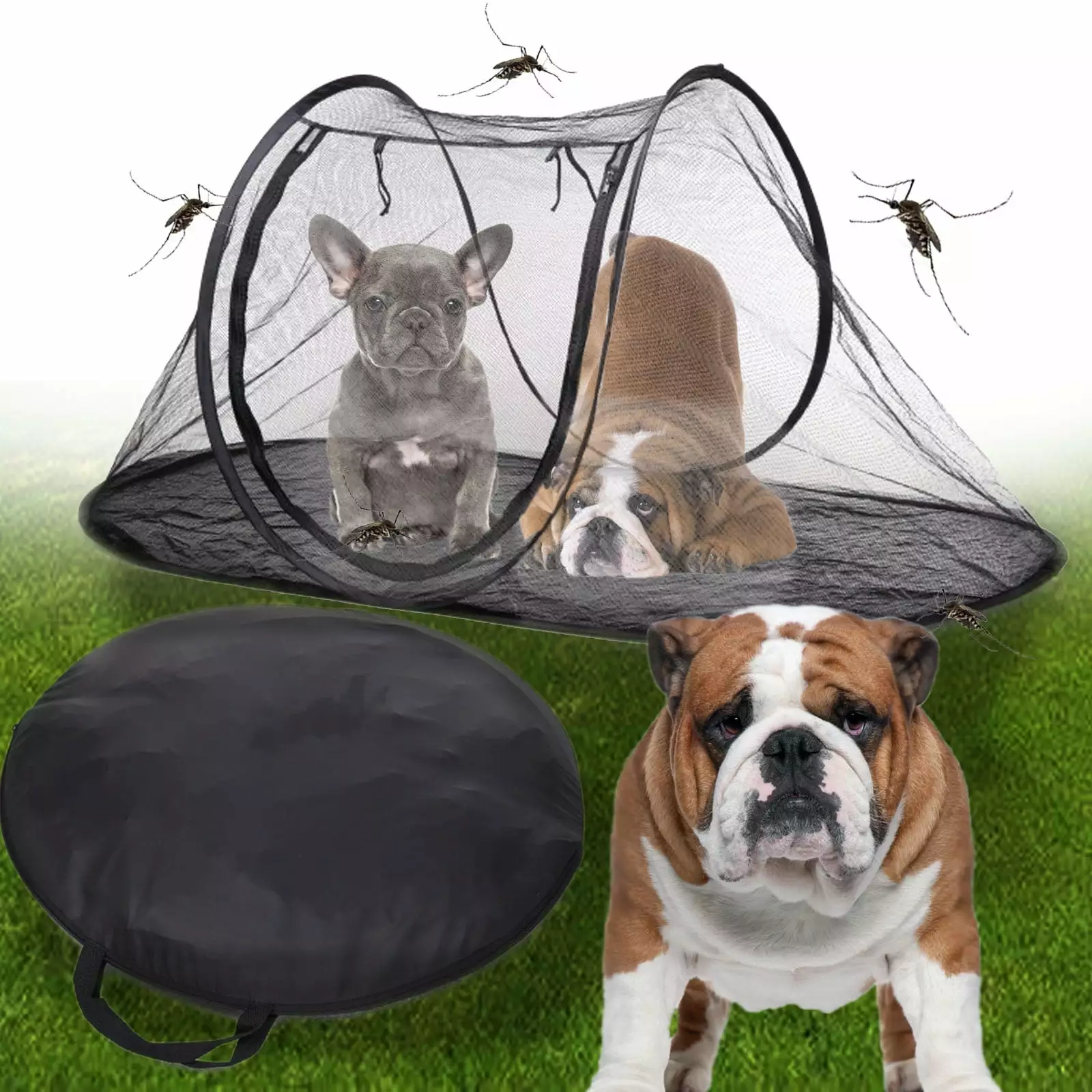PTJKU Portable Foldable Dog Tent Outdoor Pet Mosquito Net Tent Travel Camping Garden Black As