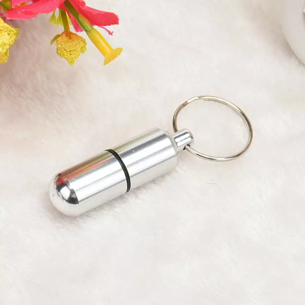 SIfdSeng Women's Outdoor Mini Waterproof Aluminum Pill Box Keychain Container One