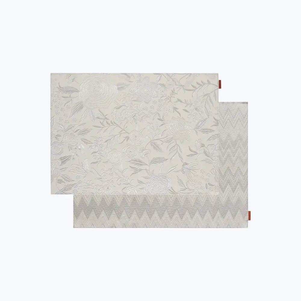 Quick-Dry Towel Papermat Placemats Set 2, Silver Ivory